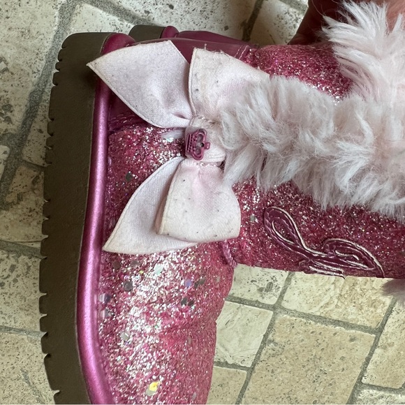 Juicy Size 6M (Baby/Toddler) Girls Pink Furry Winter Boots - Picture 4 of 7
